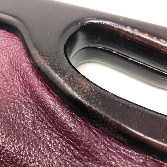 Rebecca Minkoff Lovers Clutch - Purple Red leather and wooden handle - Picture 8 of 12